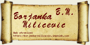 Borjanka Milićević vizit kartica